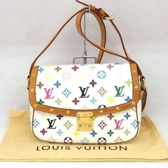 Authentic LOUIS VUITTON Sologne Multicolor Monogram Crossbody Shoulder Bag White - Picture 2 of 14